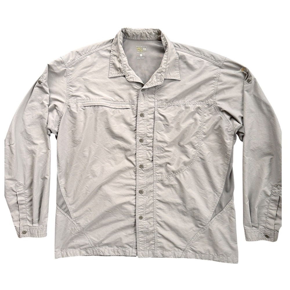 Mountain Hardwear Button Down Shirt Mens XL Gray Good Hiking Ventilated OM1019